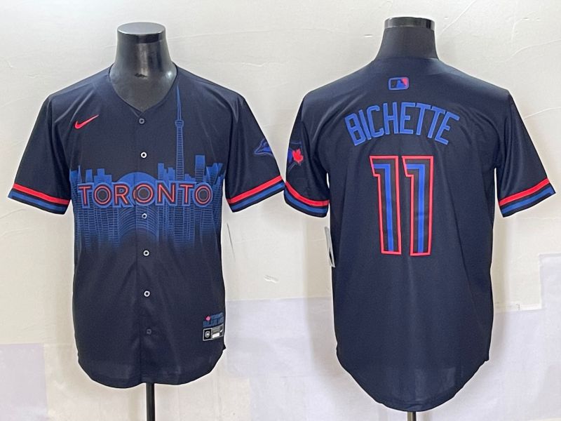 Men 2025 Toronto Blue Jays #11 Bichette Black Joint Name Nike MLB Jersey style 1